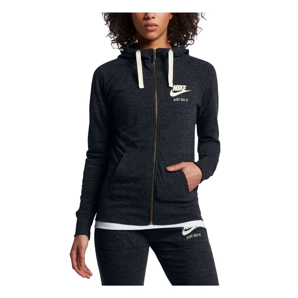 Nike Women's Sportswear Gym Vintage Full-Zip Hoodie - Charcoal Heather Grey